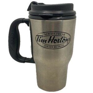Tim Hortons Always Fresh Stainless Steel Aladdin Coffee Tea Travel Mug Handle